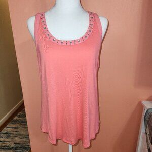 Candies Sleeveless Tank with Rhinestones Around the Neck - Pink